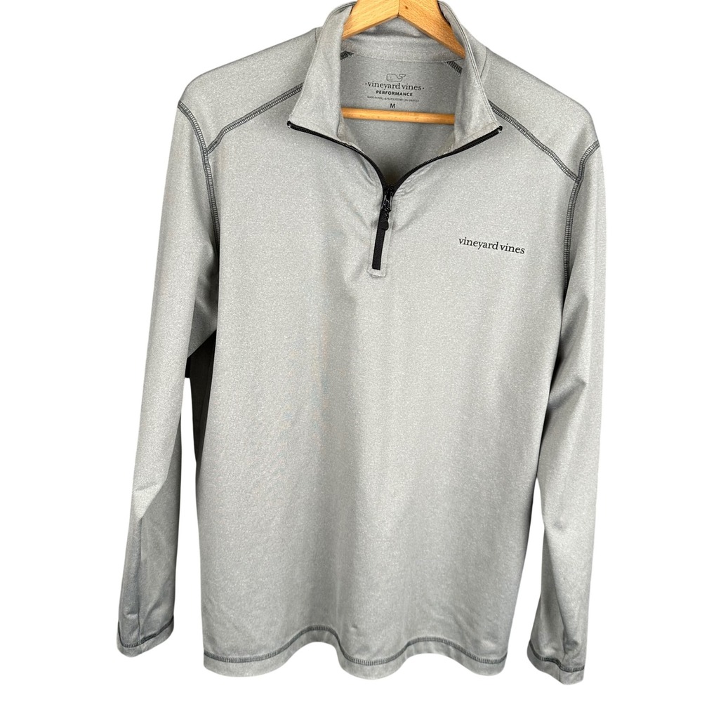 Vineyard Vines Performance Mens Medium Gray Quarter Zip Pullover Golf Shirt